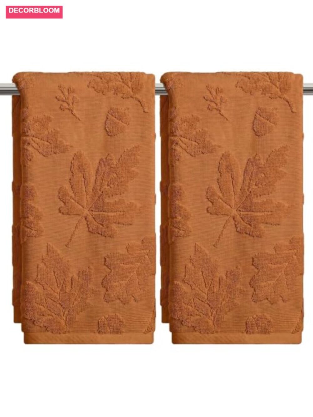 2-Piece 100% Cotton 3D Jacquard Pinecone Hand Towels - Bathroom Decor, Soft &